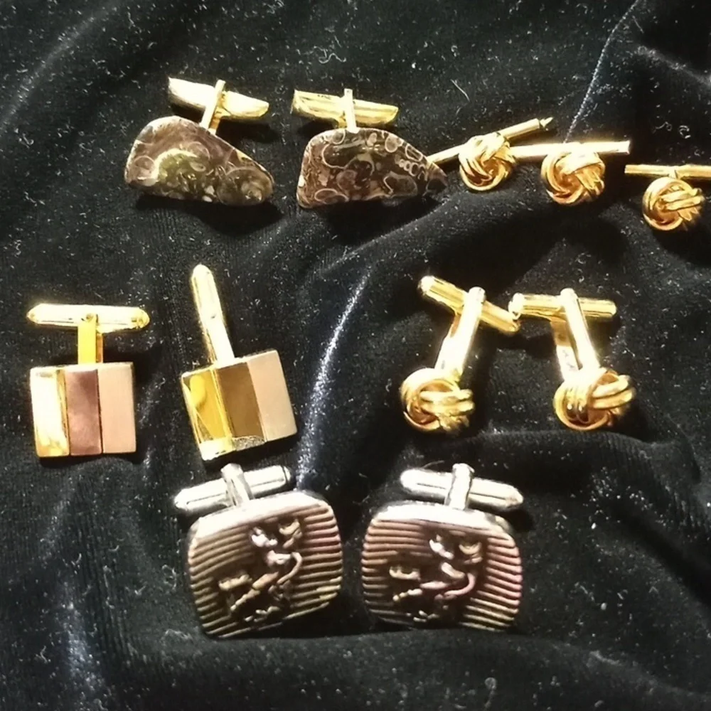 Men's cufflinks - vintage set of five (ME004)
